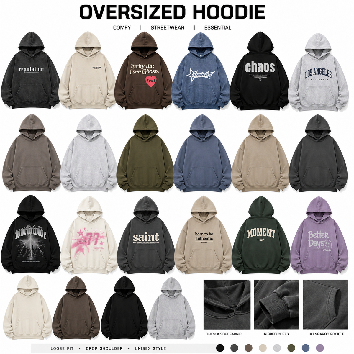 Wholesale Custom Oversized Hoodie Clothing Manufacturing Supplier